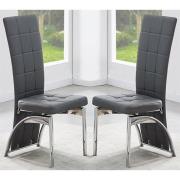 Ravenna Grey Faux Leather Dining Chairs In Pair