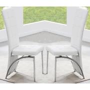 Ravenna White Faux Leather Dining Chairs In Pair