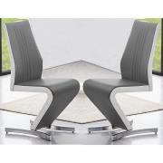 Gia Grey And White Faux Leather Dining Chairs In Pair