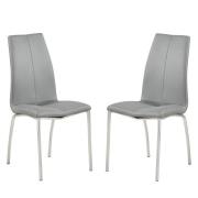 Opal Grey Faux Leather Dining Chair With Chrome Legs In Pair