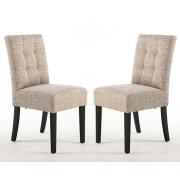 Mendoza Oatmeal Fabric Dining Chairs With Black Legs In Pair