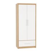 Samaira Wardrobe In White High Gloss With 2 Doors 1 Drawer