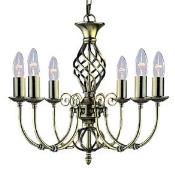 Zanzibar Antique Brass 6Light Fitting With Ornate Twisted Column