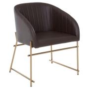 Bunda Faux Leather Dining Chair With Brass Frame In Brown