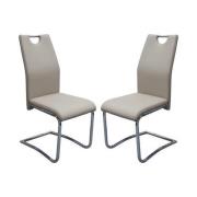 Capella Khaki Faux Leather Dining Chairs In Pair