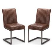 Barras Antique Brown Leather Dining Chair In Pair