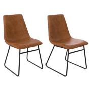 Berlin Caramel Maple PU Leather Dining Chairs In Pair