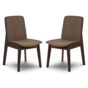 Kaiha Walnut Fabric Dining Chair In Pair