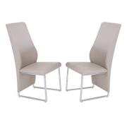 Crystal Champagne PU Dining Chairs With Chrome Legs In Pair