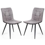 Rizhao Light Grey Fabric Dining Chairs With Black Legs In Pair