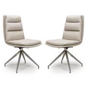 Nobo Taupe Faux Leather Dining Chair With Steel Legs In Pair