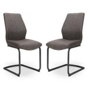 Charlie Grey Faux Leather Dining Chairs In A Pair