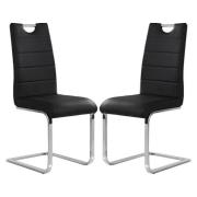 Petra Black Faux Leather Dining Chairs In Pair