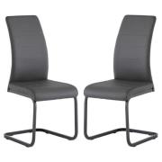 Michton Grey Faux Leather Dining Chairs In Pair