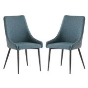 Remika Teal Fabric Dining Chair In A Pair