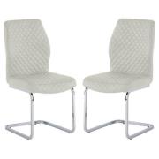 Caprika Stone PU Leather Dining Chair In A Pair