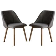 Elliata Slate Grey Fabric Dining Chairs In Pair