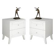 Lerso Serigraphed White Wooden Nightstands In Pair