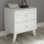 Solar Wooden Bedside Cabinet In Serigraphed White