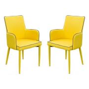 Divina Yellow Fabric Upholstered Carver Dining Chairs In Pair