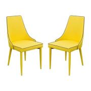 Divina Yellow Fabric Upholstered Dining Chairs In Pair