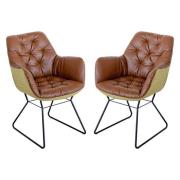 Titania Brown Two Tone Faux Leather Dining Chairs In Pair