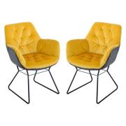 Titania Yellow Two Tone Faux Leather Dining Chairs In Pair