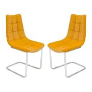 Mintaka Mustard Yellow Faux Leather Dining Chairs In Pair