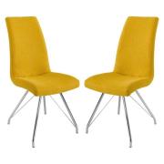 Mekbuda Yellow Fabric Upholstered Dining Chair In Pair