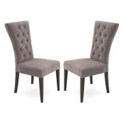 Pombo Taupe Velvet Dining Chairs With Wooden Leg In Pair