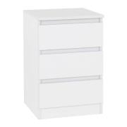 Mcgowan Wooden Bedside Cabinet In White With 3 Drawers