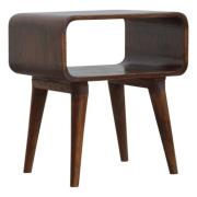 Bacon Wooden Curved Open Bedside Cabinet In Chestnut