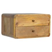 Bacon Wooden Wall Hung Bedside Cabinet In Oak Ish With 2 Drawers