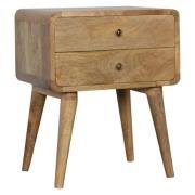 Bacon Wooden Curved Bedside Cabinet In Oak Ish With 2 Drawer