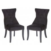 Trento Upholstered Black Velvet Dining Chairs In A Pair