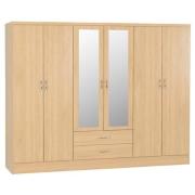 Mark Wooden Wardrobe With 6 Doors 2 Drawers In Sonoma Oak