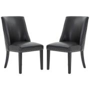 Rodik Black Faux Leather Dining Chairs In Pair