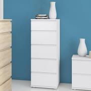 Naira Wooden Tall Chest Of 5 Drawers In White