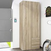 Scalia Wooden Wardrobe In Oak With 2 Doors 3 Drawers