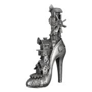 Steampunk High Heel Poly Sculpture In Antique Silver