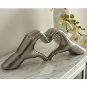 Heart Ceramic Hand Sculpture In Silver