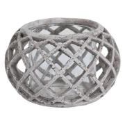 Poppy Round Ceramic Lattice Hurricane Lantern In Stone