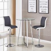 Poseur Clear Glass Bar Table With 2 Ritz Black White Bar Stools