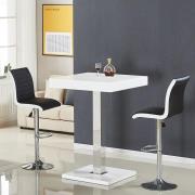 Topaz White High Gloss Bar Table With 2 Ritz Black White Stools