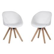 Jaclyn White PU Visitor Chair With Wooden Legs In Pair