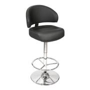 Casino Black Leather Bar Stool With Chrome Base