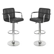 Voyo Black Leather Bar Stool In Pair