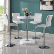 Havana White Gloss Bar Table With 4 Ripple White Stools