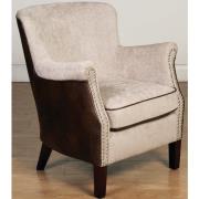 Aquarii Chenille Leather Fabric Lounge Armchair In Tan Fusion