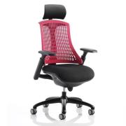 Flex Task Headrest Office Chair In Black Frame With Red Back